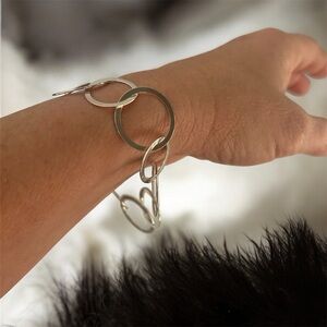 Susan Silver .925 Sterling Silver Multi Circle Chain Link Bracelet